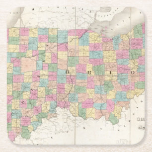 Karte von Ohio und von Indiana Rechteckiger Pappuntersetzer