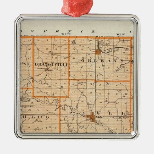 Karte von orange Landkreis Silbernes Ornament (Vorne)