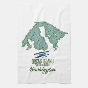 Karte von Orcas Island, Washington, USA Geschirrtuch