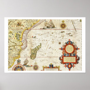 Karte von Ostafrika und Madagaskar, 1596 (Handkolo Poster