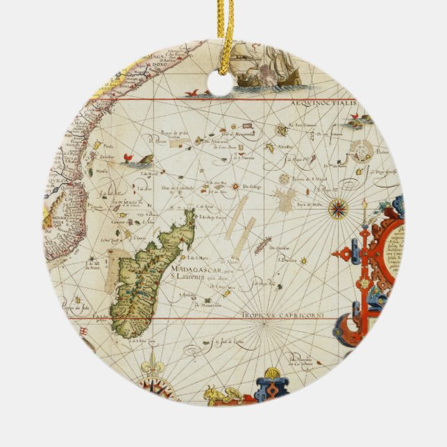 Karte von Ostafrika und von Madagaskar, 1596 Keramikornament (Vorne)