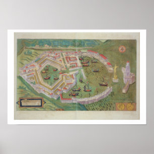 Karte von Ostia, von "Civitates Orbis Terrarum" vo Poster