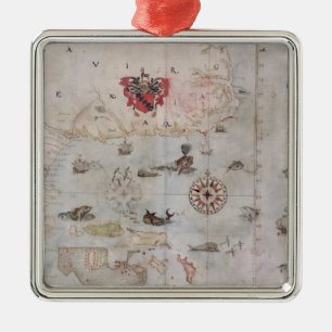 Karte von Ostnordamerika Silbernes Ornament