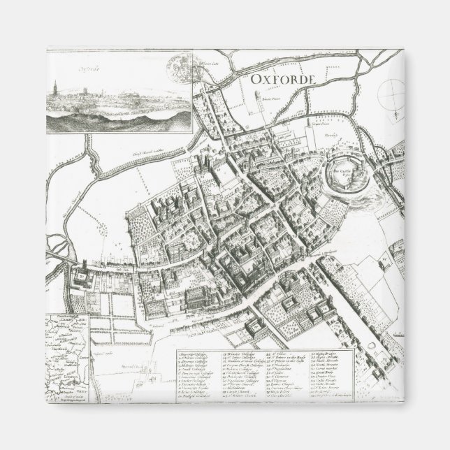 Karte von Oxford, 1643 Magnet (Vorne)