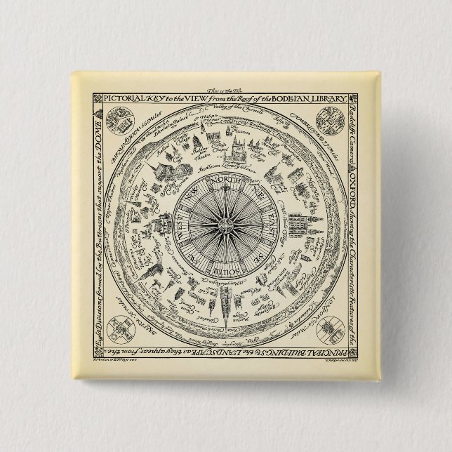 Karte von Oxford-Ansicht von der Bodleian Button (Vorderseite)