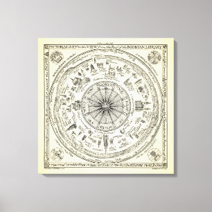 Karte von Oxford-Ansicht von der Bodleian Leinwanddruck