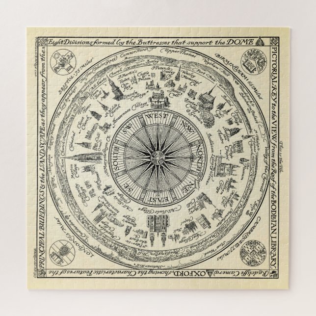 Karte von Oxford-Ansicht von der Bodleian Puzzle (Horizontal)