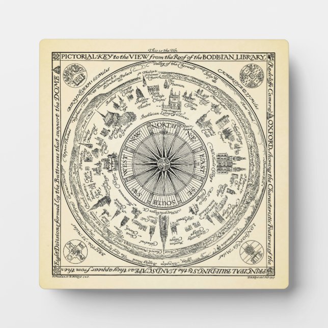 Karte von Oxford aus der Bodleian Library Fotoplatte (Vorderseite)