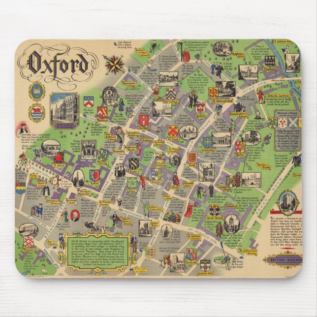 Karte von Oxford, England (British Railways) Mousepad (Vorne)
