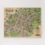 Karte von Oxford, England (British Railways) Puzzle<br><div class="desc">"Oxford. British Reilways. J.P. Sayer". Pädagogisches Poster-Karte der Stadt Oxford, ab 1949 von J.P. Sagt. Die Karte wurde von British Railways veröffentlicht, um den Eisenbahnverkehr zu fördern. Die wichtigsten Sehenswürdigkeiten, sowie die Figuren in den Kostümen der Epoche, veranschaulichen die Geschichte von Oxford. Alle Unis sind mit kleinen Schwarz-Weiß-Vignettenbildern der Gebäude...</div>
