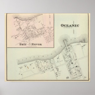 Karte von Ozeanen und Fairen Haven, NJ Poster