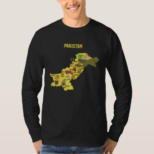 Karte von Pakistan Pakistans Symbole Kultur und La T-Shirt