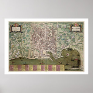 Karte von Palermo, von "Civitates Orbis Terrarum" Poster