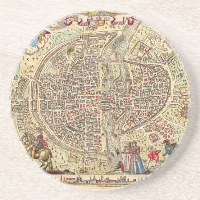 Karte von Paris, 1576 Untersetzer (Vorne)