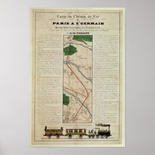 Karte von Paris bis St. Germain Railway, durch Poster