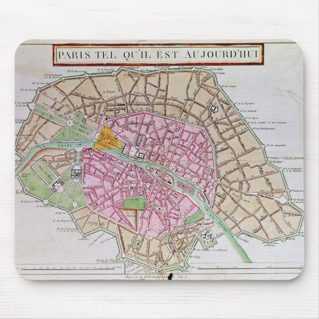 Karte von Paris, im Juni 1800 Mousepad (Vorne)