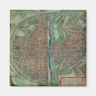 Karte von Paris, von "Civitates Orbis Terrarum" Magnet