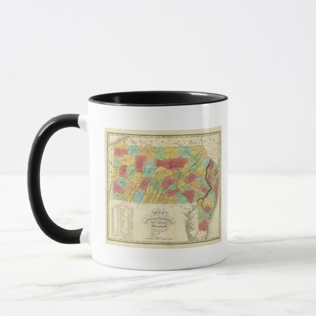 Karte von Pennsylvania New Jersey und Delaware Tasse (Links)
