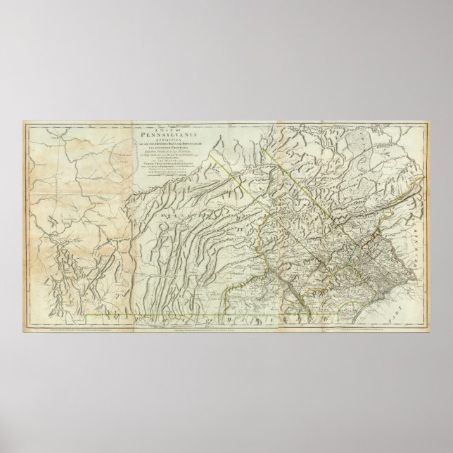 Karte von Pennsylvania Poster (Vorne)