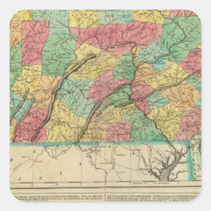 Karte von Pennsylvania Quadratischer Aufkleber