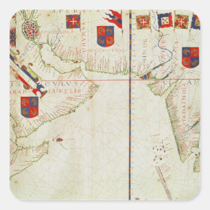 Karte von Persien, Arabien und Indien Quadratischer Aufkleber