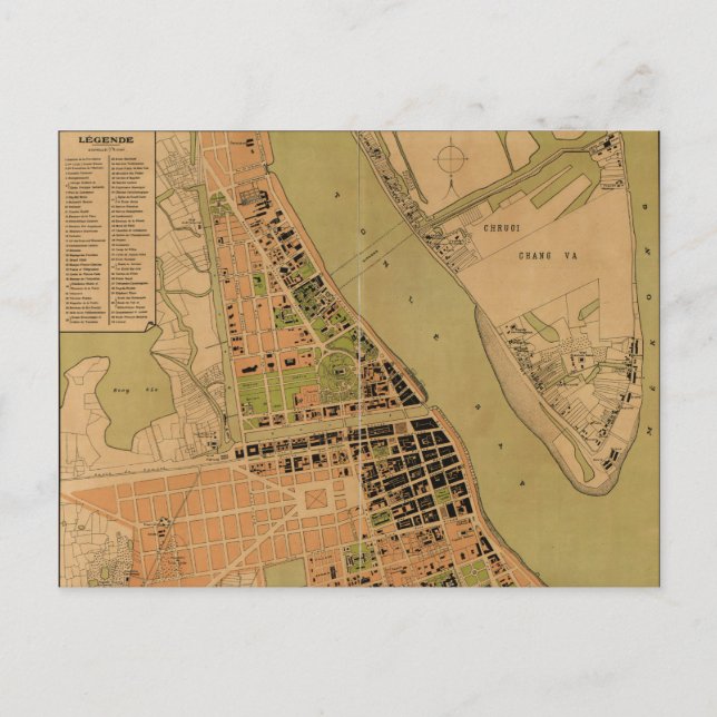 Karte von Phnom Penh, Kambodscha (ca. 1920) (Vorderseite)