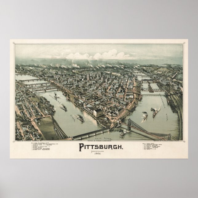 Karte von Pittsburgh (Fowler) - 1902, BigMapBlog.c Poster (Vorne)