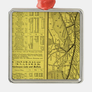 Karte von Pittsburgh- und Western-Eisenbahn Silbernes Ornament