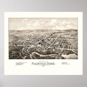 Karte von Plainville, CT ab 1878 Poster