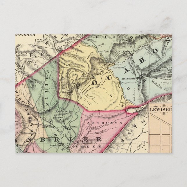 Karte von Pocohontas, Greenbrier-Landkreis (Vorderseite)