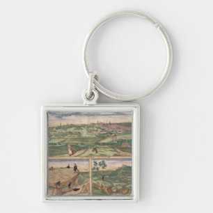 Karte von Poitiers, von "Civitates Orbis Terrarum" Schlüsselanhänger