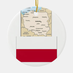 KARTE VON POLEN, POLNISCHE FLAGGE KERAMIK ORNAMENT