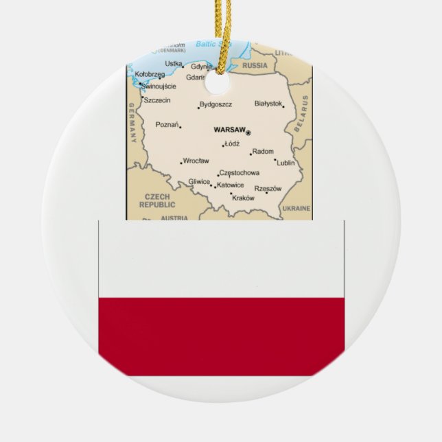 KARTE VON POLEN, POLNISCHE FLAGGE KERAMIK ORNAMENT (Vorne)