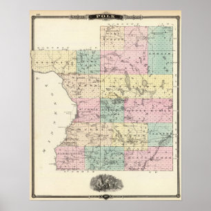 Karte von Polk County, Staat von Wisconsin Poster