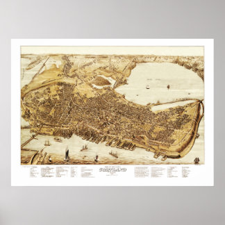Karte von Portland Maine im Jahr 1876 Poster