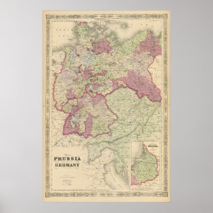 Karte von Preußen und dem Deutschen Reich 1871 Poster