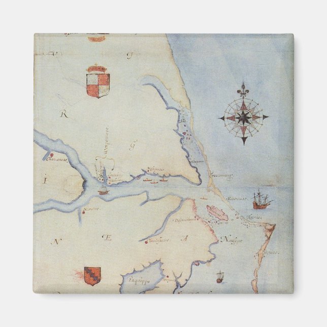 Karte von Raleighs Virginia Magnet (Vorne)