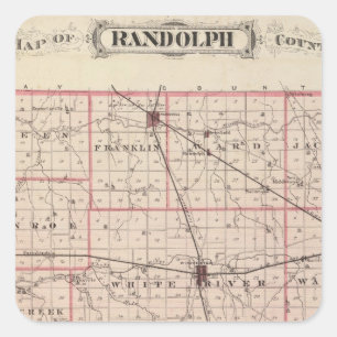 Karte von Randolph County Quadratischer Aufkleber