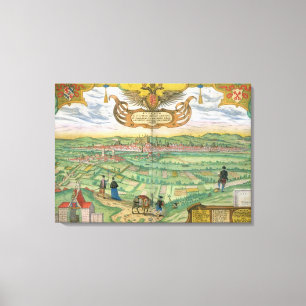 Karte von Regensburg, von 'Civitates Orbis Leinwanddruck