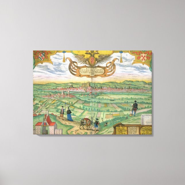 Karte von Regensburg, von 'Civitates Orbis Terraru Leinwanddruck (Vorderseite)