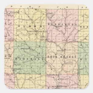 Karte von Richland Landkreis, Staat von Wisconsin Quadratischer Aufkleber