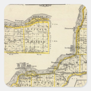 Karte von Rock Island County und von Dixon Quadratischer Aufkleber