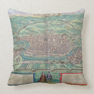 Karte von Rom, von "Civitates Orbis Terrarum" Kissen