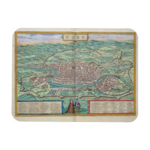 Karte von Rom, von "Civitates Orbis Terrarum" Magnet