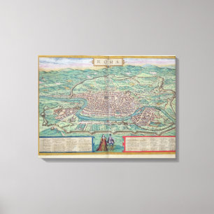 Karte von Rom, von "Civitates Orbis Terrarum" von Leinwanddruck