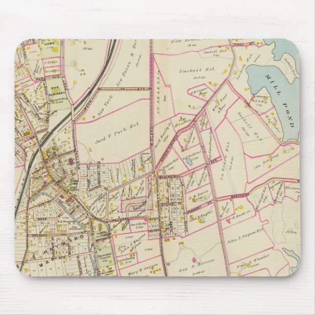 Karte von Rye, New York Mousepad (Vorne)