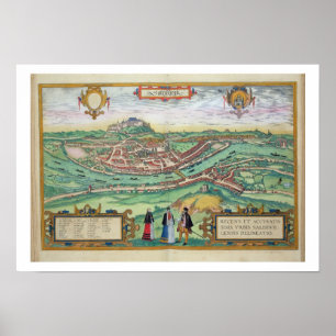 Karte von Salzburg, von "Civitates Orbis Terrarum" Poster
