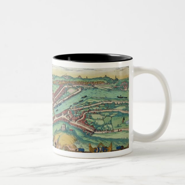 Karte von Salzburg, von "Civitates Orbis Terrarum" Zweifarbige Tasse (Rechts)