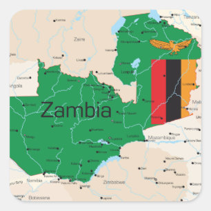 Karte von Sambia Quadratischer Aufkleber