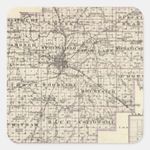 Karte von Sangamon County und von Taylorville Quadratischer Aufkleber